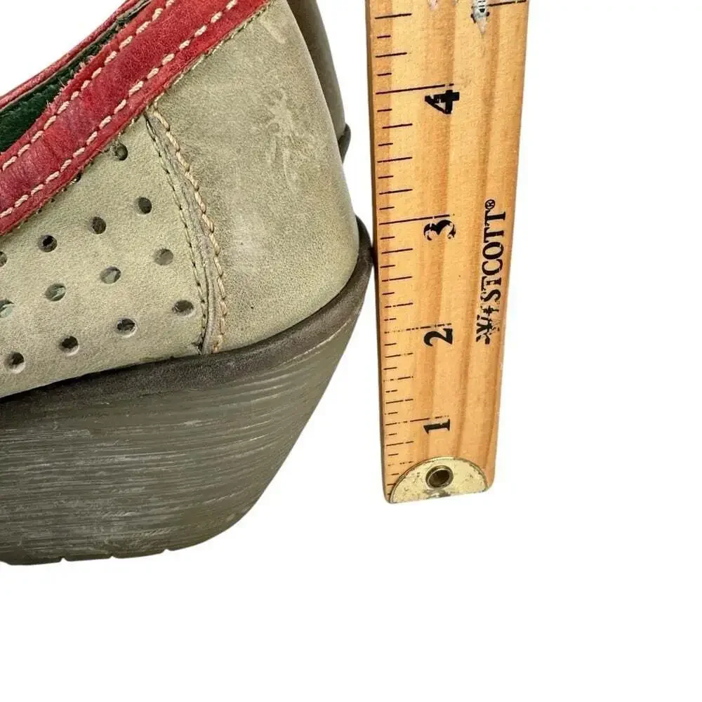 Fly London Womens Yedi Wedge Shoes Perforated Leather Platform EU 42